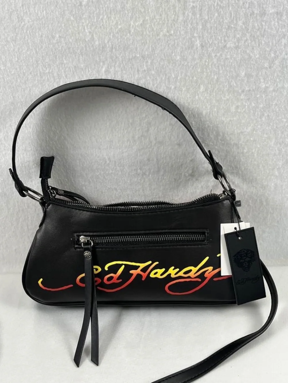 Ed Hardy Y2K Vibes Rhinestone Shoulder Bag Skull Rose Tattoo Purse NWT